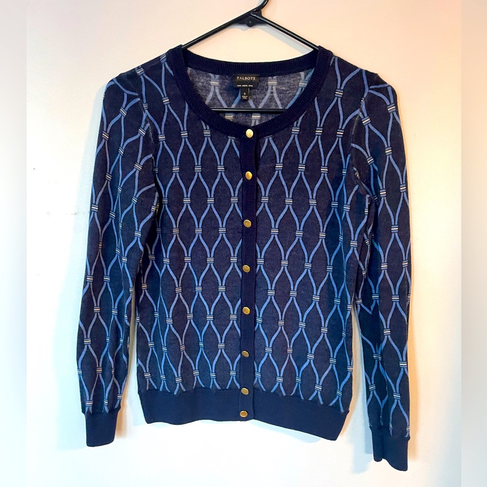 Talbot’s Women’s Sweater Blue Merino Wool Sweater Size S